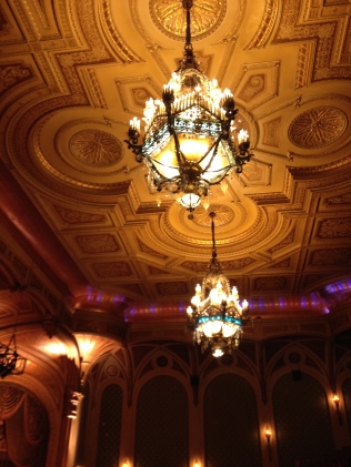 Elaborate ceiling in the theater.